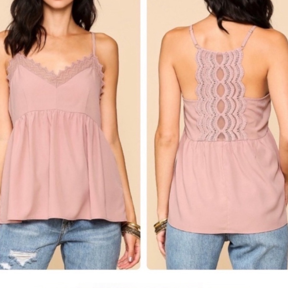 Gorgeous Dusty Pink Top with Lace Details